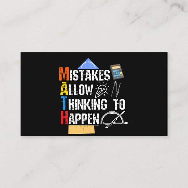 Cartão De Visita Matemática. Erros Permitem Pensar Que Acontece (Frente)