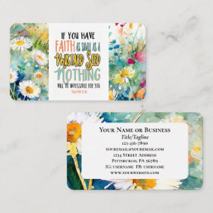Cartão De Visita Mateus 17:20 Fé como uma Bíblia de Sementes de Mos