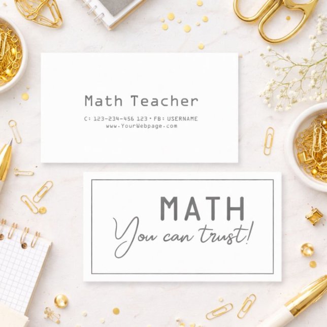 Cartão De Visita Math you can trust math teacher private lessons (Criador carregado)