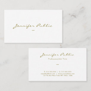 Cartão De Visita Matriz de Script de Caligrafia Dourada Elegante Mo