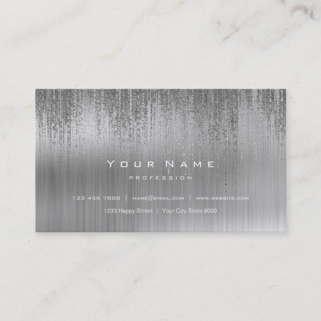 Cartão De Visita Matriz VIP Metálica de cinza Prateada Branca (Frente)