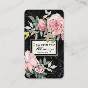 Cartão De Visita Matthew 28:20 Estou Com Você Sempre Rosa, Floral