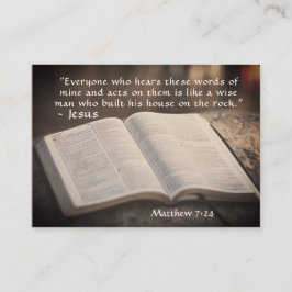 Cartão De Visita Matthew 7:24 Construiu sua casa no Rock, Bíblia