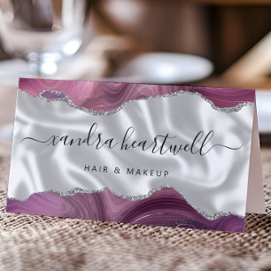 Cartão De Visita Mauve Agate Silver Glitter Luxury