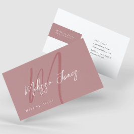 Cartão De Visita Mauve Pink Monograma Inicial Elegante Minimalista