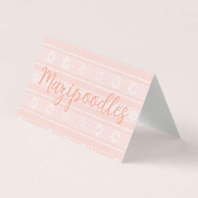 Cartão De Visita MAZIPOODLES Floral Striped Ribbed Knitting Name (Frente)