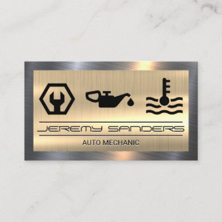 Cartão De Visita Mecânica | Borda Dourada de metal | Serviços de fe
