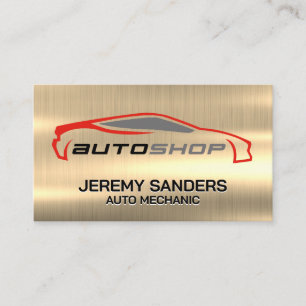 Cartão De Visita Mecânica Dourado metal Carro de esporte com lo
