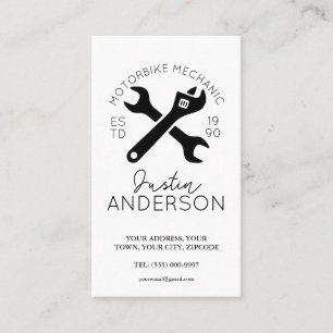 Cartão De Visita Mecânica profissional com chave inglesa e chave