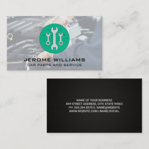 Cartão De Visita Mecânica trabalhando no motor com Wrench