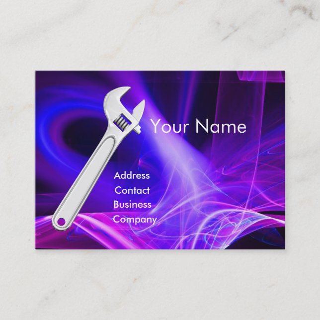 Cartão De Visita MECÂNICAS METÁLICAS WRENCH,Monograma de PLUMBERS (Frente)