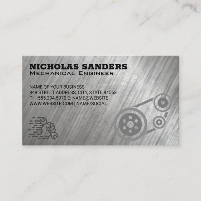 Cartão De Visita Mecânico automático | Pulleys e Wrench | Reparo de (Frente)