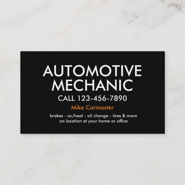 Cartão De Visita Mecânico Automotivo Simples e Destacado (Frente)