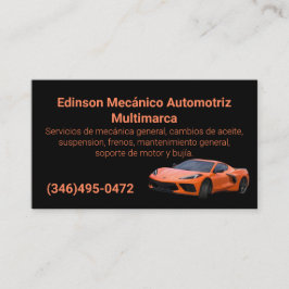 Cartão De Visita Mecánico Automotriz Naranjo Negro
