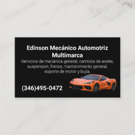 Cartão De Visita Mecánico Automotriz Naranjo Negro