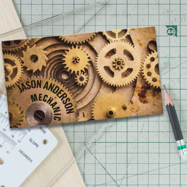 Cartão De Visita Mecânico Automóvel de Reparação de Geares Industri (Industrial Gear Auto Repair Automotive Mechanic Business Card)