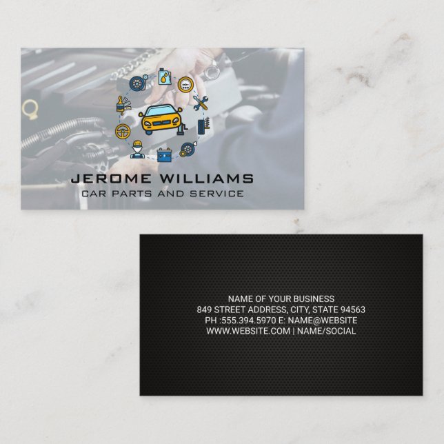 Cartão De Visita Mecânico funcionando no motor com chave inglesa (Frente/Verso)