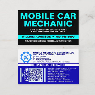 CARTÃO DE VISITA MECÂNICO MÓVEL CUIDADO AUTOMOTIVO E REPARO DE CA