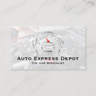 Cartão De Visita Mecânico Trabalhando no Motor   Logotipo de Metal 