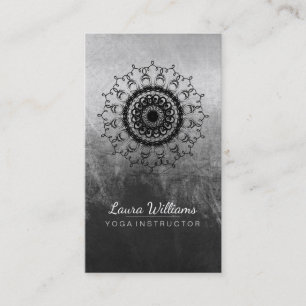 Cartão De Visita Medalha Flor Mandala Damask Lotus Black - Branco