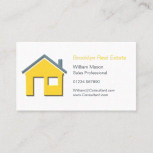 Cartão De Visita Mediador imobiliário Home amarelo & cinzento