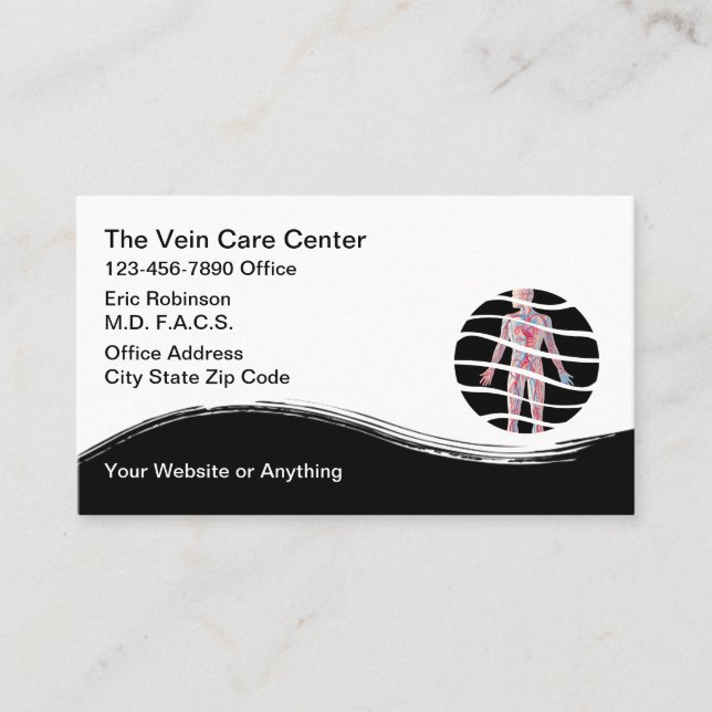 Cartão De Visita Medical Vein Clinic Business Cards (Frente)