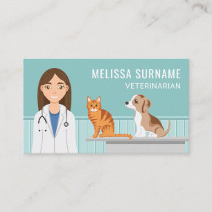 Cartão De Visita Medicina Veterinária Mulher Médica Veterinária Cui