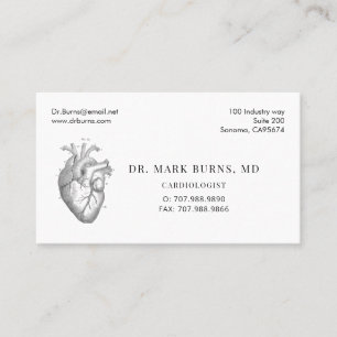 Cartão De Visita Médico Cardiologista Coração Anatômico Consulta