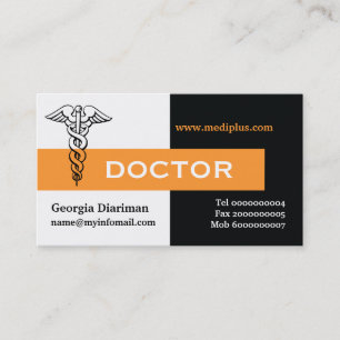 Cartão De Visita Médico de Caduco preto, branco, laranja