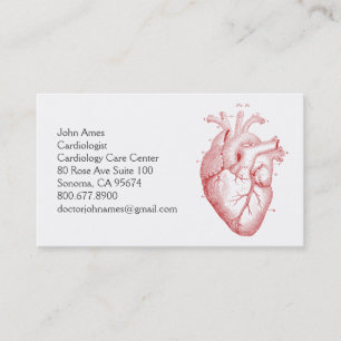 Cartão De Visita Médico de Cardiologia do Coração Anatômico