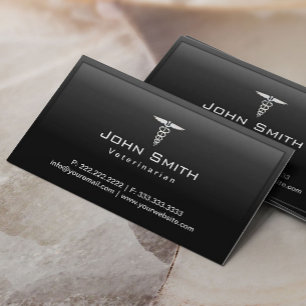 Cartão De Visita Médico Médico Médico de Caduceus Dark Border