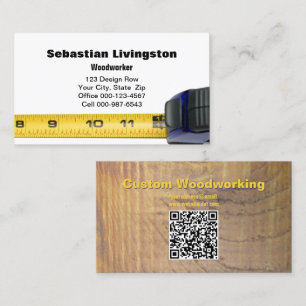 Cartão De Visita Medindo o código QR do profissional de madeira de