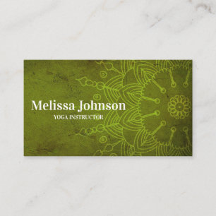 Cartão De Visita Meditação Dark Green Mandala Yoga