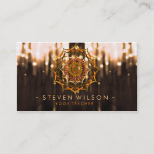 Cartão De Visita Meditação de Flor Mandala Damask Yoga Lotus