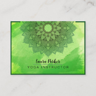 Cartão De Visita Meditação de Mandala Lotus Verde Yoga Holística