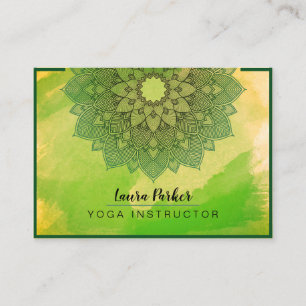 Cartão De Visita Meditação de Mandala Lotus Verde Yoga Holística