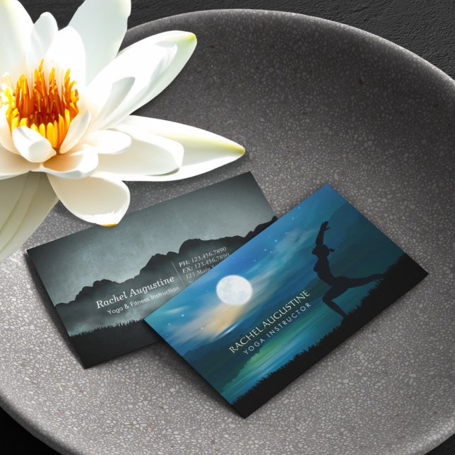 Cartão De Visita Meditação de Yoga ao Luar Salvação da Lua Crescent (Criador carregado)