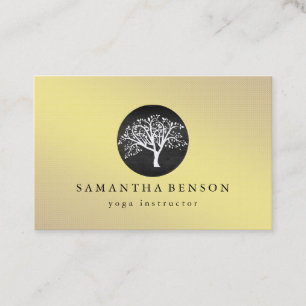 Cartão De Visita Meditação de Yoga da Árvore de Cor da Água da Folh