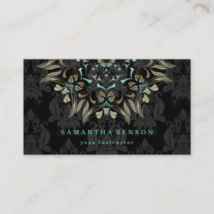 Cartão De Visita Meditação de Yoga do logotipo Dourado Elegante L