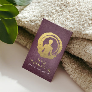 Cartão De Visita Meditação de Yoga e Símbolo ZEN - Folha de Ouro Ca