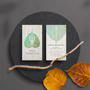 Cartão De Visita Meditação de Yoga Elegante com Folha de Bodhi