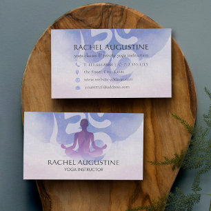 Cartão De Visita Meditação de Yoga elegante Símbolo de Om Watercolo