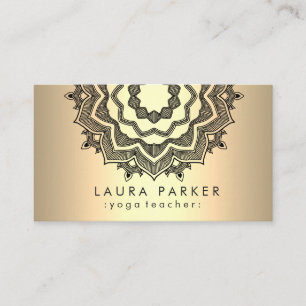 Cartão De Visita Meditação de Yoga Flor Mandala Lotus Dourada