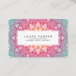 Cartão De Visita Meditação do instrutor da ioga da mandala de Lotus