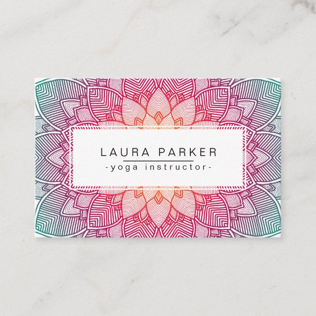 Cartão De Visita Meditação do instrutor da ioga da mandala de Lotus (Frente)