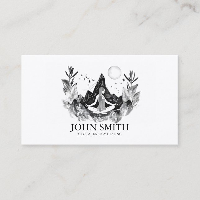 Cartão De Visita Meditação espiritual do Crystal Energy Healer Chak (Frente)