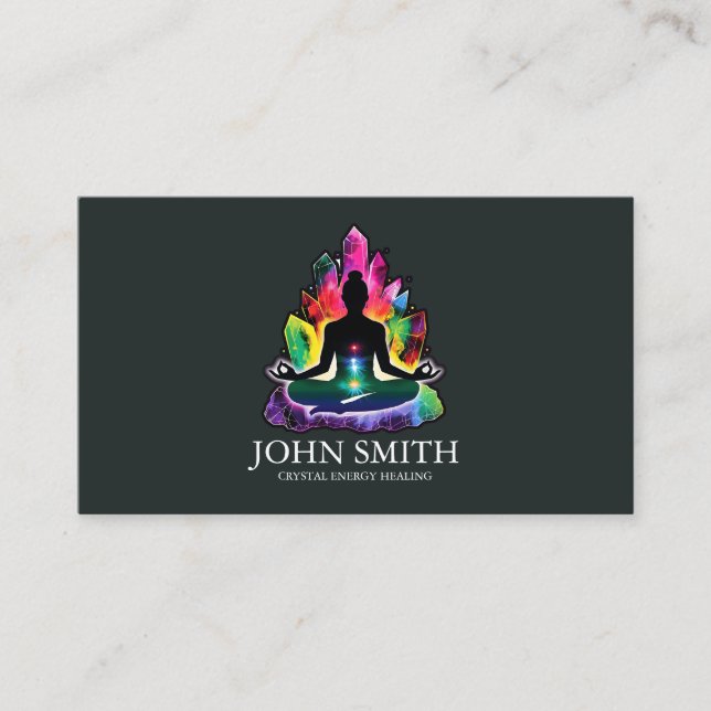 Cartão De Visita Meditação espiritual do Crystal Energy Healer Chak (Frente)