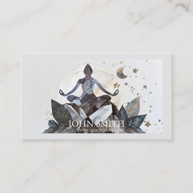 Cartão De Visita Meditação espiritual do Crystal Energy Healer Chak (Frente)