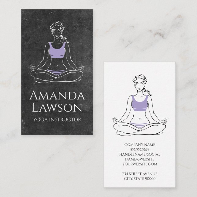 Cartão De Visita Meditação feminina Yoga | Ardósia (Frente/Verso)