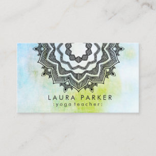 Cartão De Visita Meditação Holística de Mandala Lotus Flower Yoga